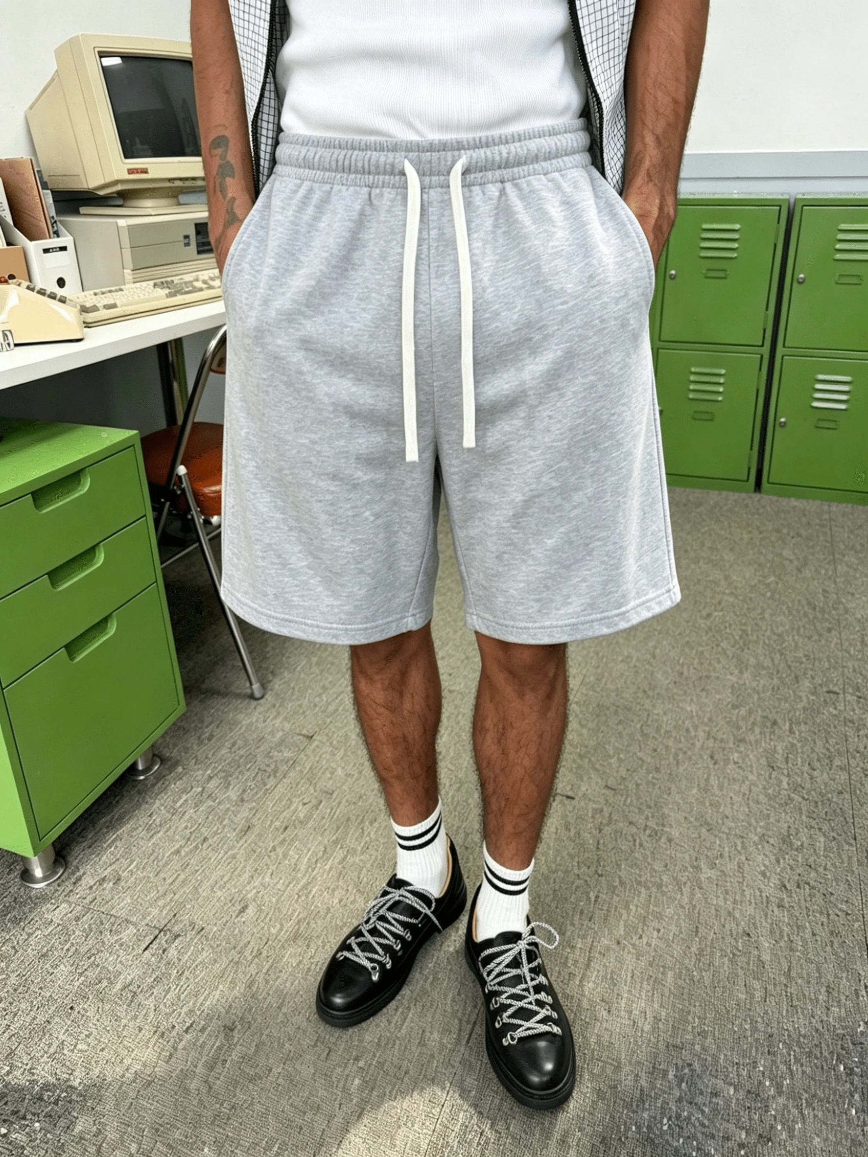 Men's Summer Casual Loose-Fit Breathable Shorts with Adjustable Drawstring Waist - Solid Color Soccer and Outdoor Sports