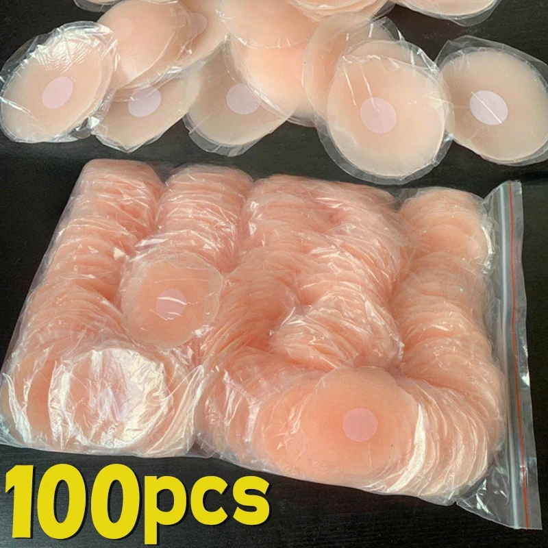 100PCS Reusable Invisible Silicone Nipple Cover Self Adhesive Breast Chest Bra Pasties Pad Mat Stickers Accessories Bra Padding