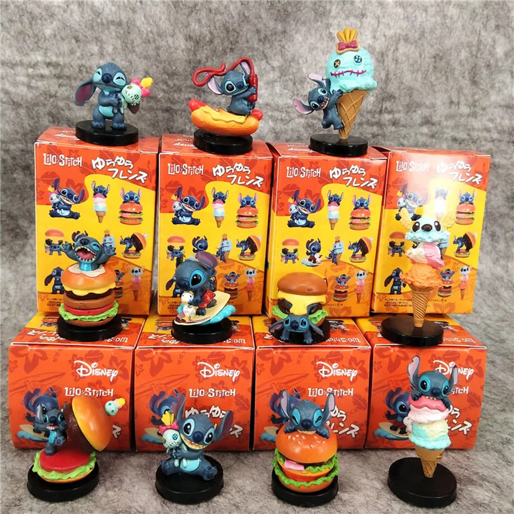 11 Pcs/Set Lilo & Stitch Kawaii Stitch Scrump Miniature Toys Action Figure Collectible PVC Model Doll Accessories Birthday Gifts