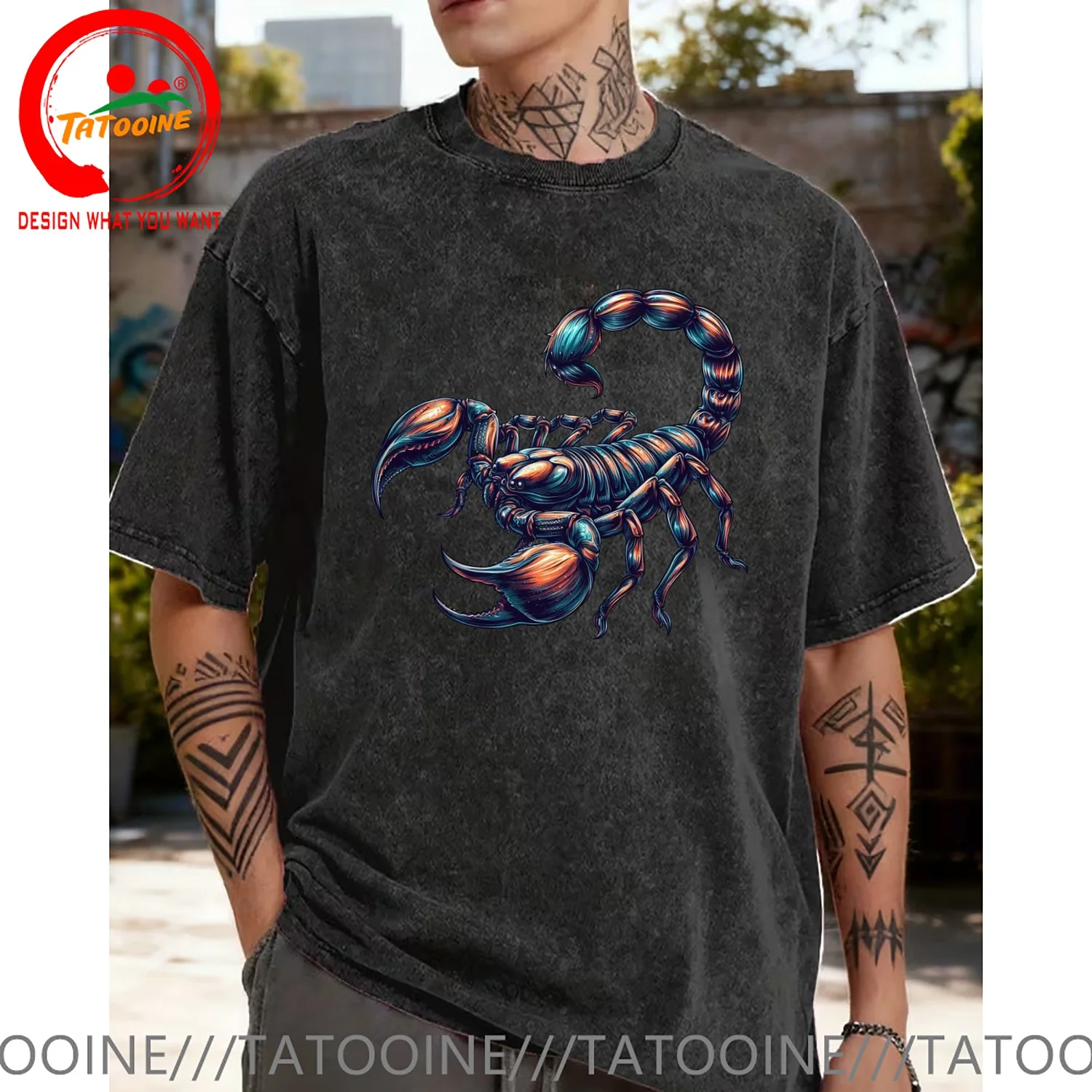 Funny Design Scorpion  SRed Doublet Men Fashion Trendy Casual Clothing Stylish Tops Tee Shirt Leisure Tshirt Men's T-Shirt