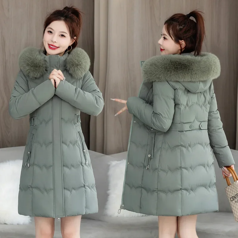 Women's Winter Parka Coat 2026 Hooded Korean Version Lady Down Cotton Jacket Warm Temperament Ladies Cotton Padded Outerwear