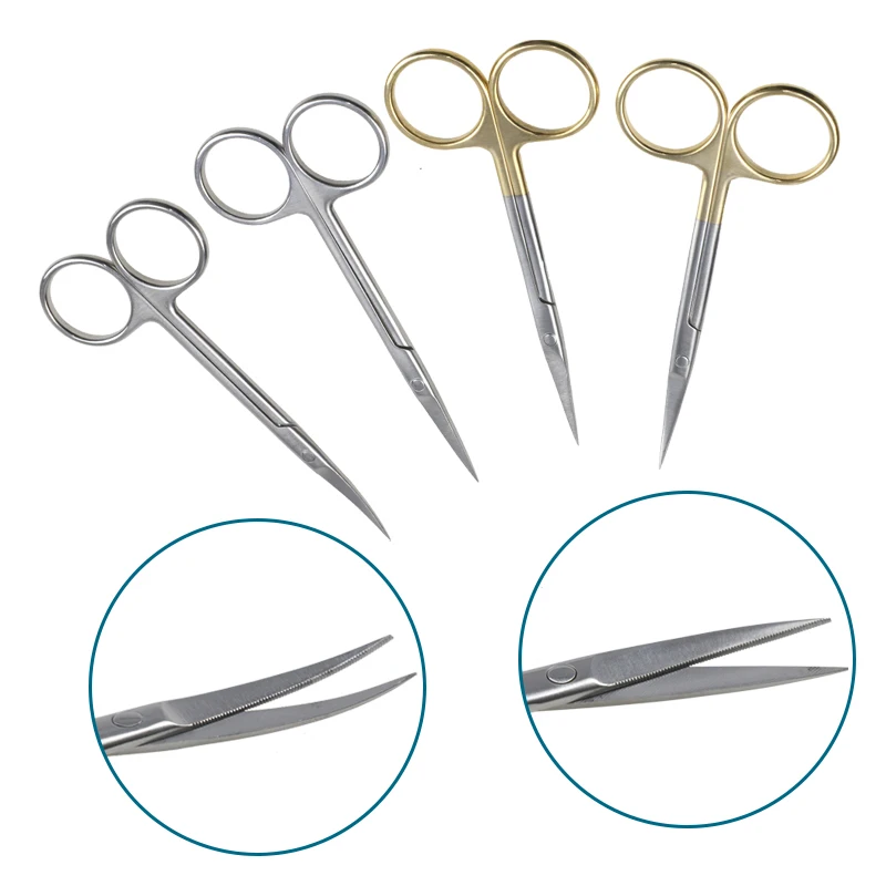 

Autoclavable Serrated Scissors Ophthalmic Scissors Curved Tip Straight Tip Ophthalmic Surgery Instrument 1pcs