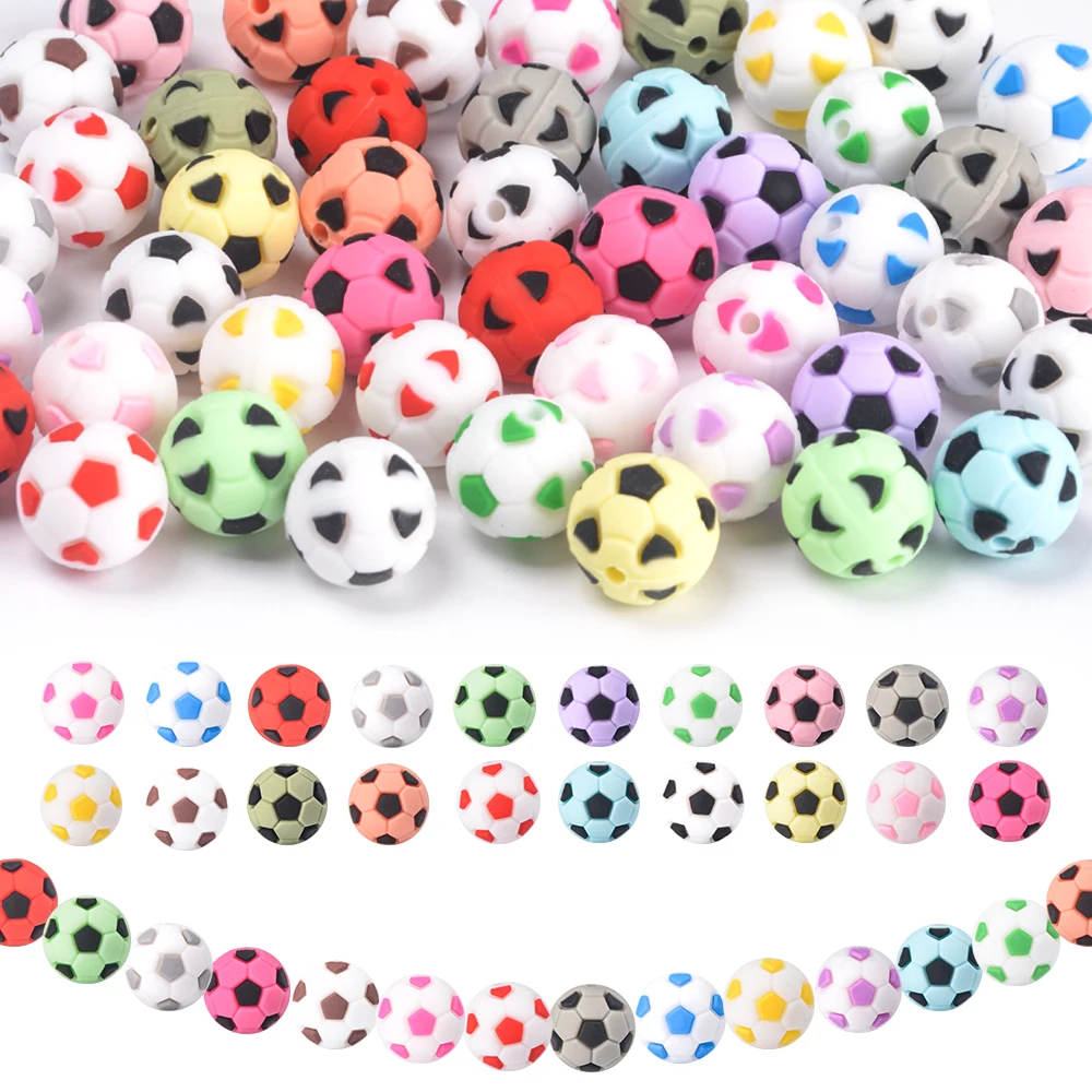 Phone Accessories Wholesale - LOFCA 10pcs Silicone Football Focal Beads