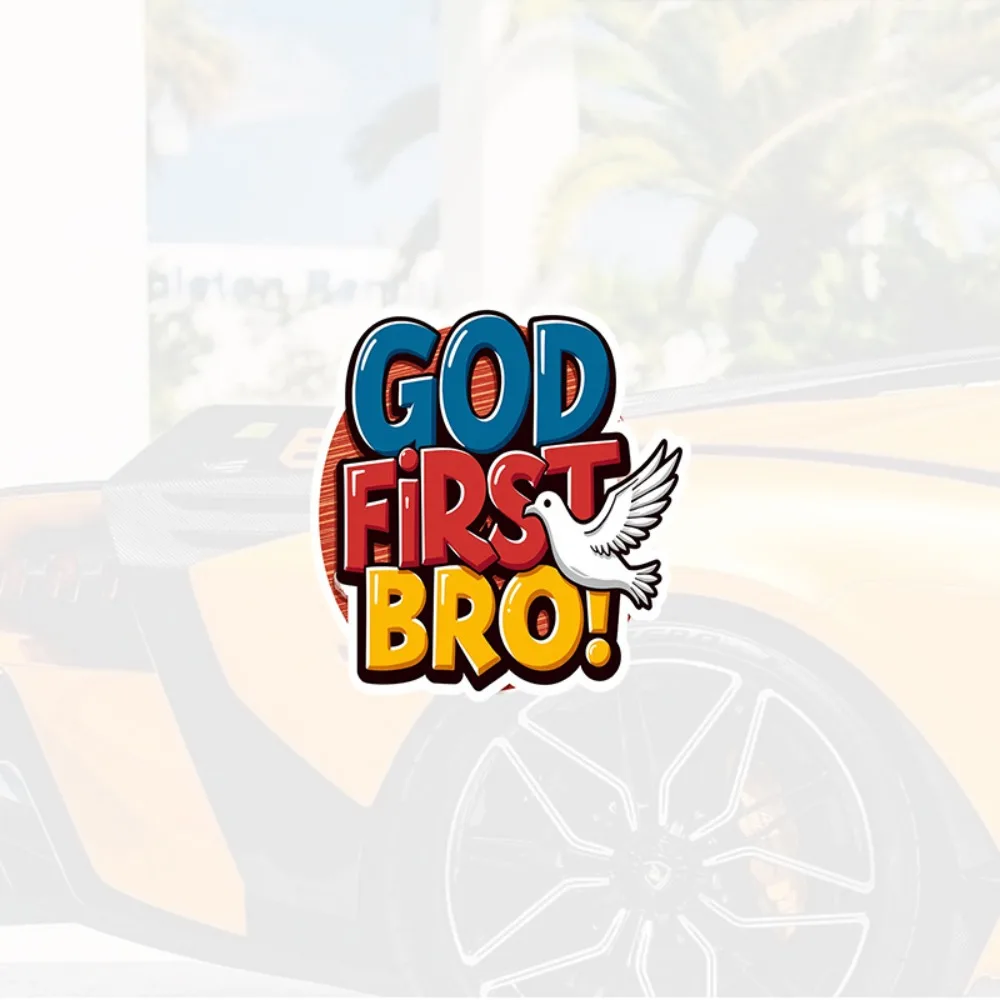God First Bro Faith PVC Sticker Red/Yellow/White Verse Decal for Laptops Windows Religious Car & Personal Expression Durable