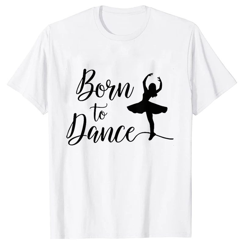 Camiseta Vintage para mujer, camiseta con estampado de baile a la moda para chica, camisetas de Ballet y baile, cuello redondo, manga corta, ropa femenina Harajuku de verano