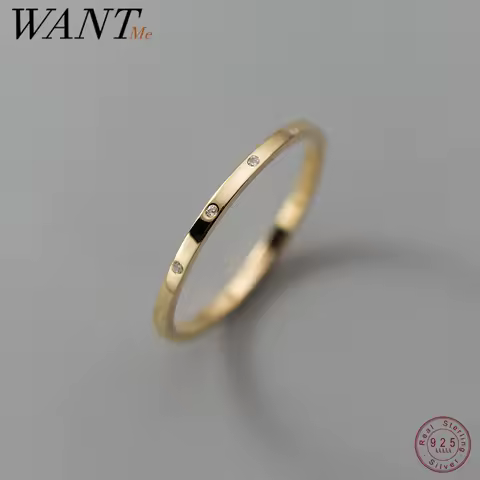 WANTME 925 Sterling Silver Minimalist Round Shiny Zircon Finger Ring for Women Men Trendy Brand Design Couple Party Jewelry Gift