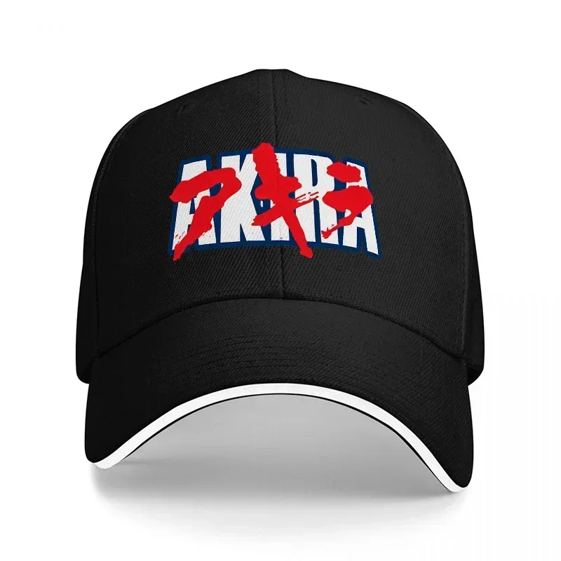 New AKIRA Logo Black Baseball Cap with Red and Blue Graphic Design for Streetwear Fashion Fans and Anime Enthusiasts