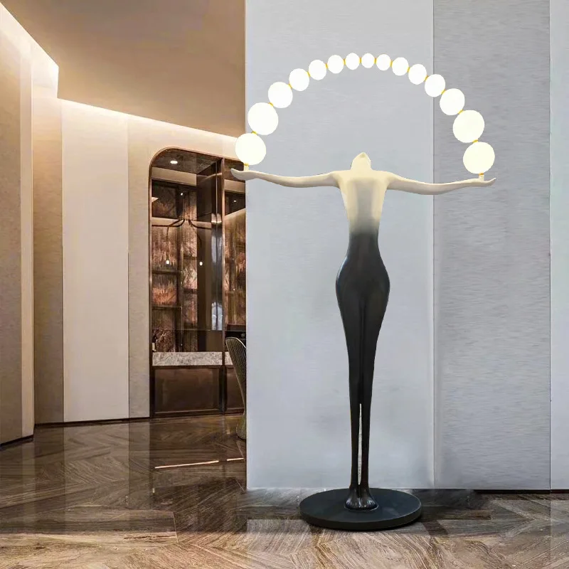 Humanoid art sculpture ornament home living room decoration floor lamp abstract figure hotel entrance light luxury ornament