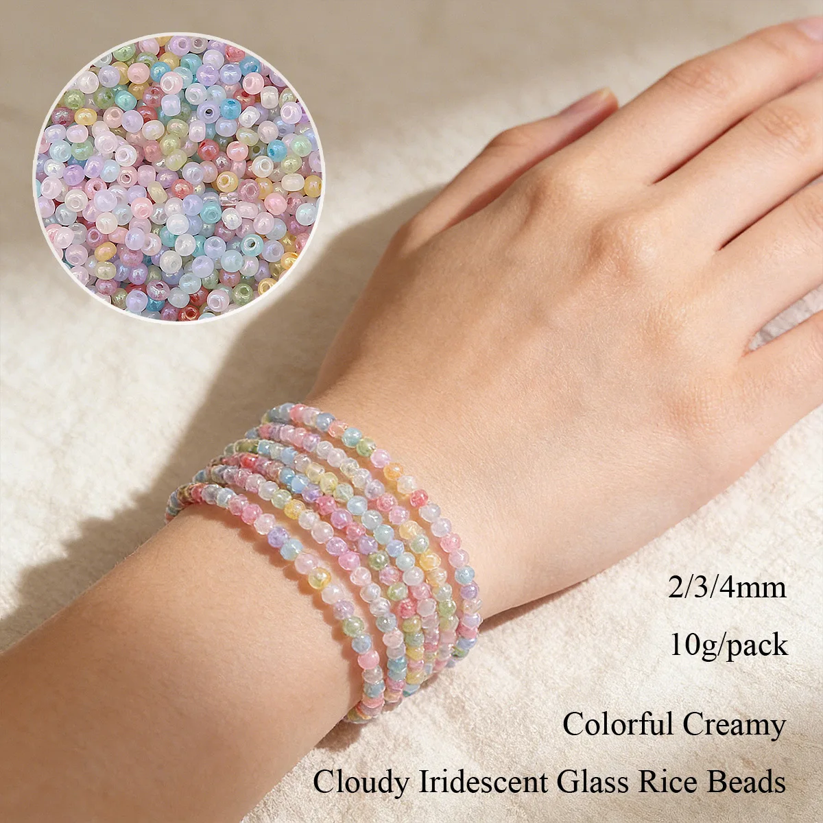 

2/3/4mm Colorful Creamy Cloudy Iridescent Glass Seed Beads for DIY Jewelry Making Bracelet Necklace Earring 10g 660/220/100pcs
