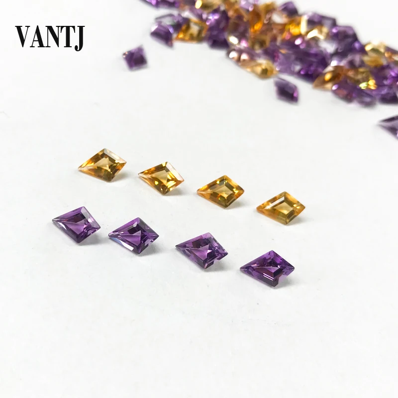 

VANTJ Natural Amethyst Loose Gemstone Citrine Kite Cut 6*9mm 4PCS for Silver Gold Mounting DIY Decoration Fine Jewelry