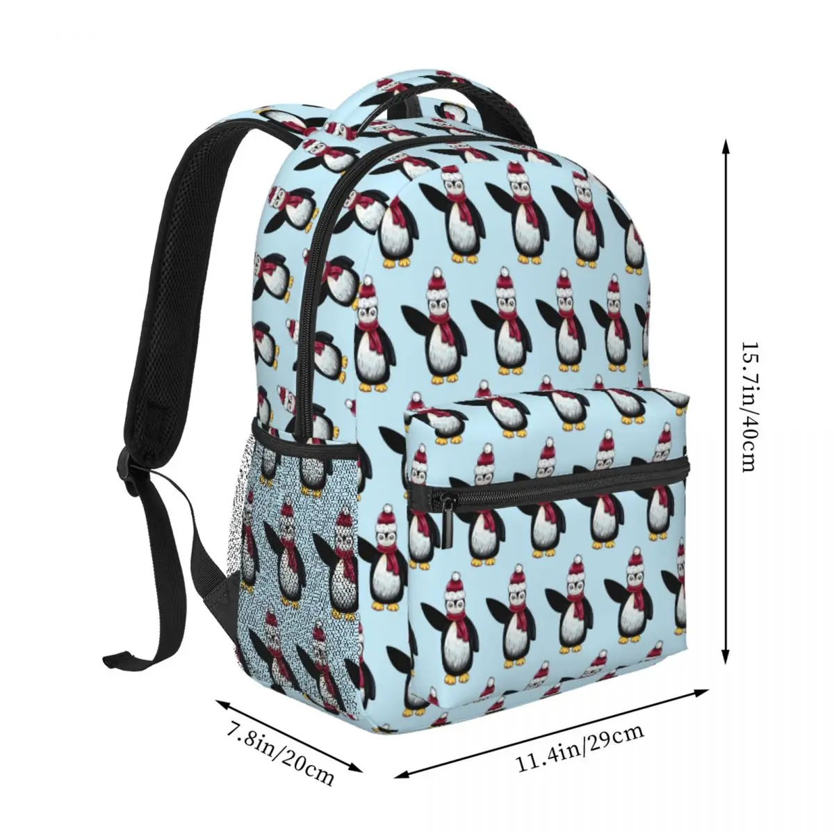 Waving Penguin Backpack Student BookBag Kids School Bag Laptop Shoulder Bags for Boys Girls