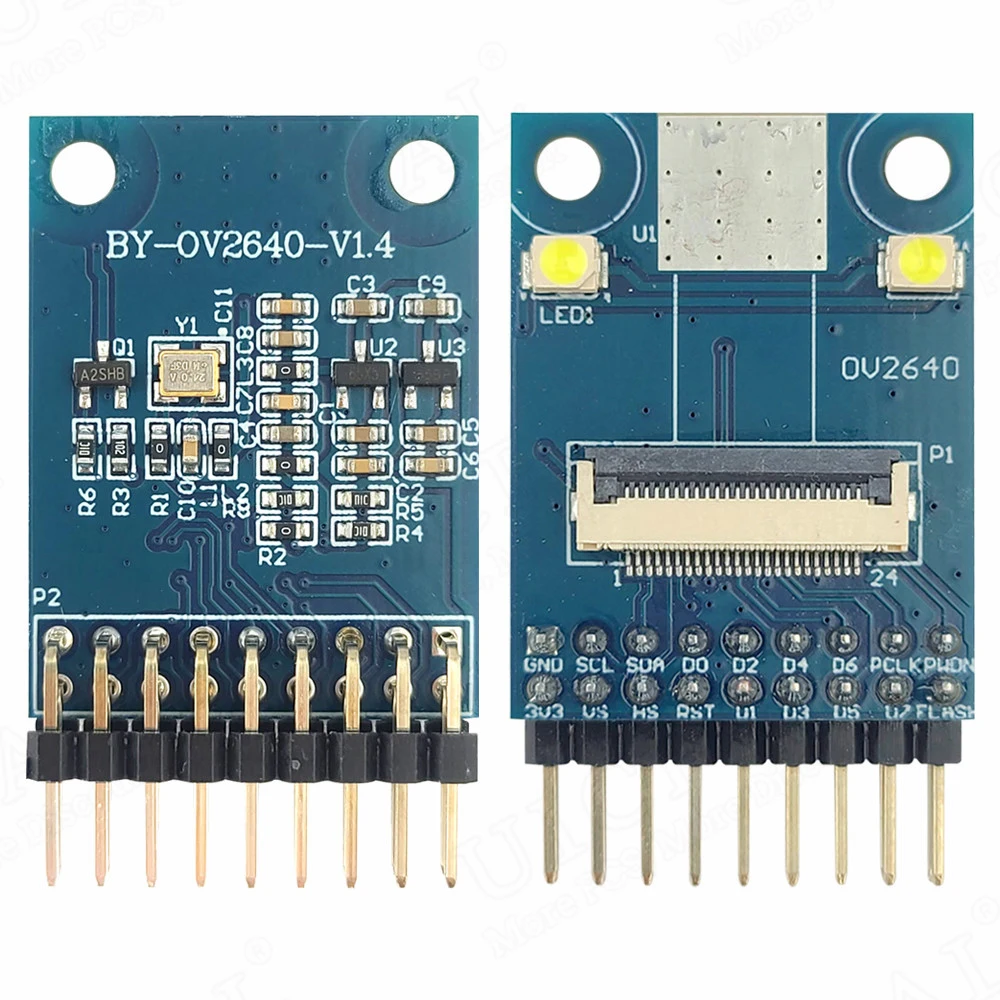 OV2640 Camera Module Adapter Board Module with Double Flash Light Control Development 8-Bit SCCB IIC Port 18PIN RGB YUV JPEG