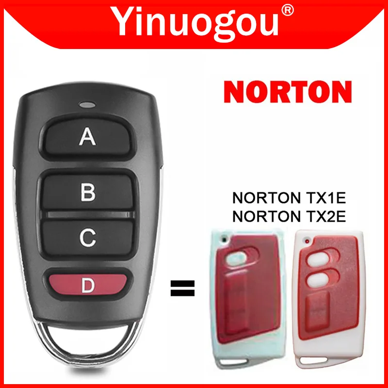 For NORTON TX1E TX2E Garage Door Remote Control 433.92MHz Fixed Code Clone NORTON TX2E TX1E Gate Remote Control Command 433MHz