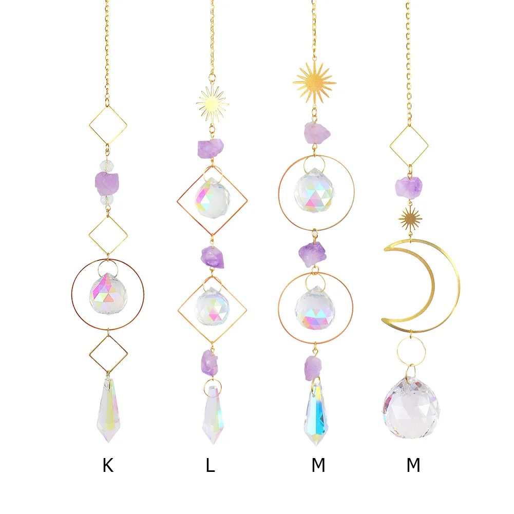 Crystal Sun Hanging Metal Pendant Home Lighting Accessory Garden Decoration