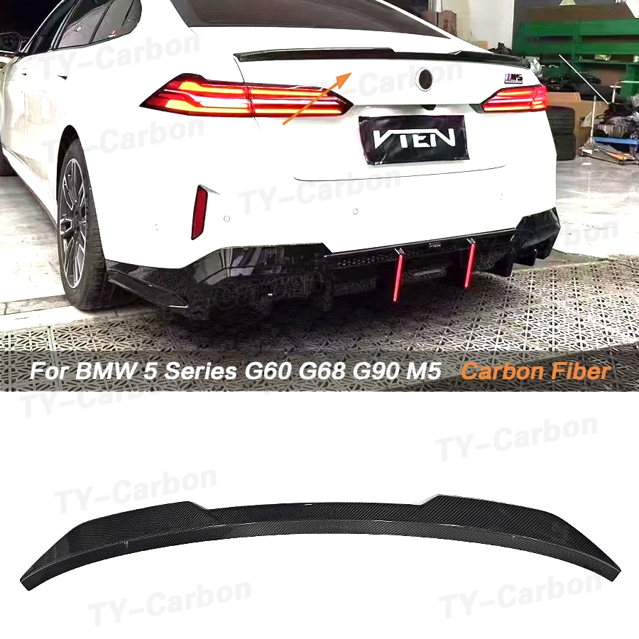 

Car Rear Trunk Spoiler Wings Real Carbon Fiber for BMW 5 Series G60 G68 G90 M5 2024+ Racing Rear Spoiler Boot Wing Lip