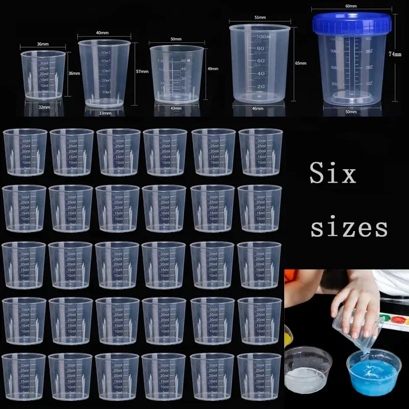 10Pcs 20ml-120ml Clear Plastic Measuring Cups With Graduated Cylinders Reusable Lab Experiment Containers For DIY Cake Baking