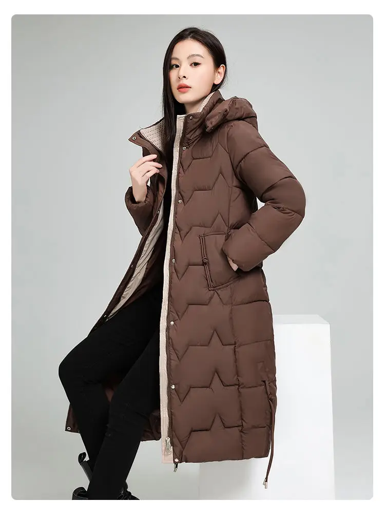 Female Long Down cotton Jacket 2026 Autumn Winter New Fashion Thicken Hooded Coat Women's Windproof Puffer Long Parka Overcoat