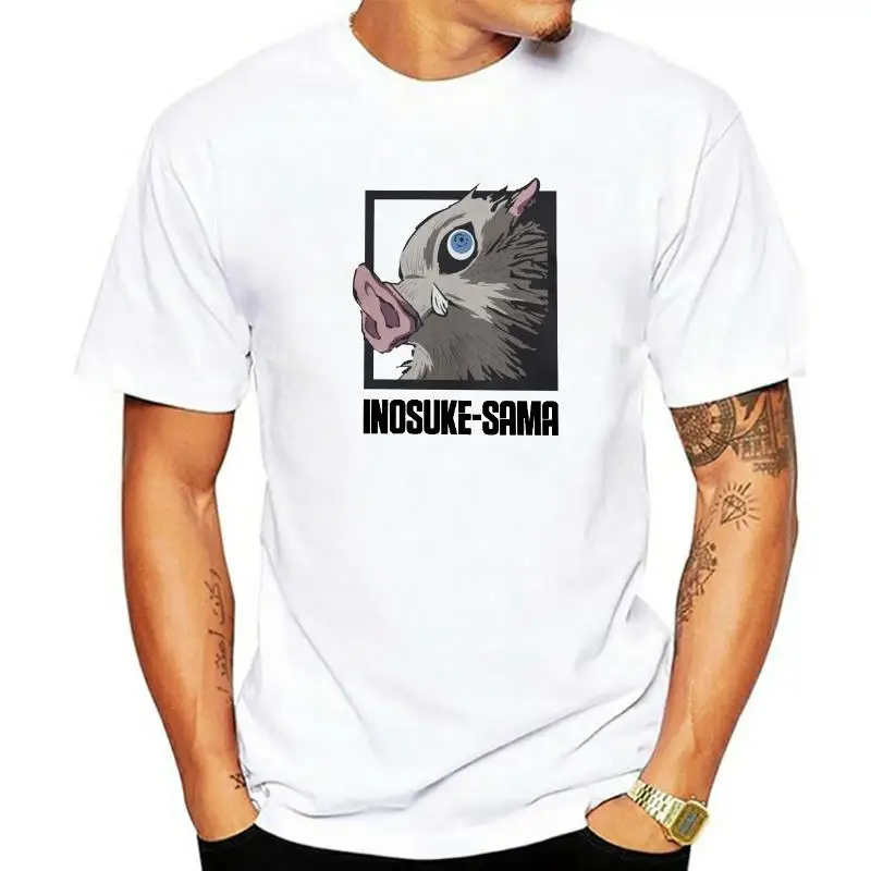 Inosuke Sama Tee Shirt Men Demon Slayer Anime Demon Blade Novelty Tees Crew Neck Tshirts Adult Clothes