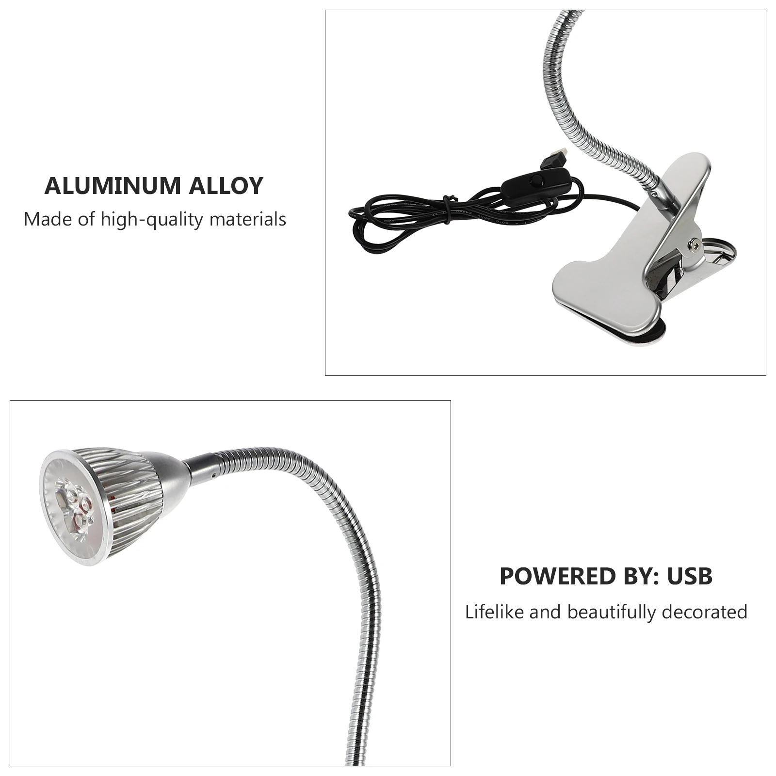 

USB Clip Light LED Adjustable Lamp Reading Lights Clip-on Aluminum Alloy Clipping Type