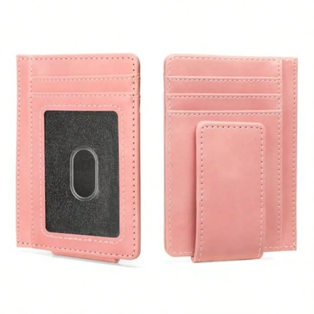 

Leather Ultra Slim Magnetic Wallet, RFID Blocking Minimalist Front Pocket Money Clip Credit Card Holder