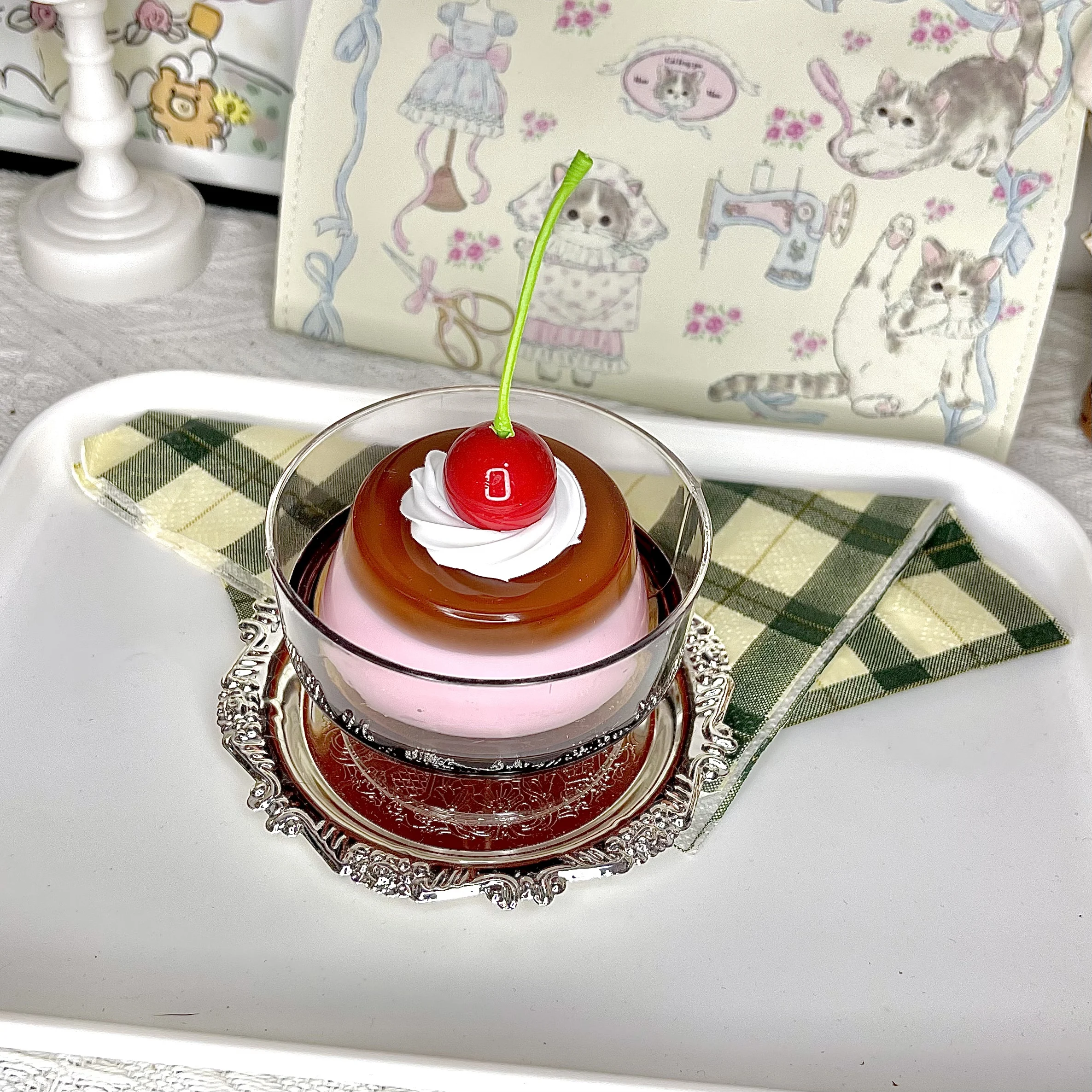 Rosa Raumdekoration Simulation Rosa Erdbeere Creme Pudding Ornament Foto Requisiten Desktop Essen Kleber Rosa Pudding Dekoration