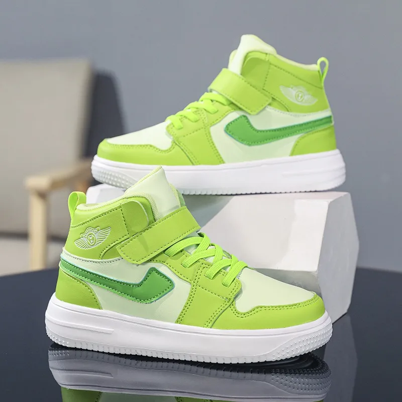 ShoesGreen scarpe da bambino primavera e autunno High-top Sneakers per bambini inverno ragazzi suola morbida scarpe sportive per bambini di medie dimensioni