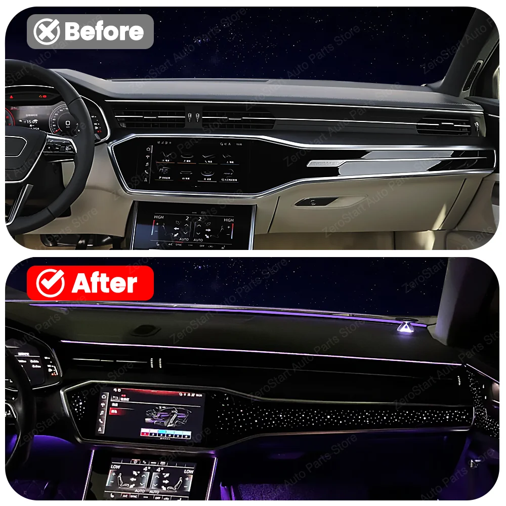 32 Colors Streamer Car Ambient Lights LED Interior Hidden Silicone Strip Symphony Atmosphere Lamp For Audi A4 A5 Q5 B9 A6 A7 C8 2