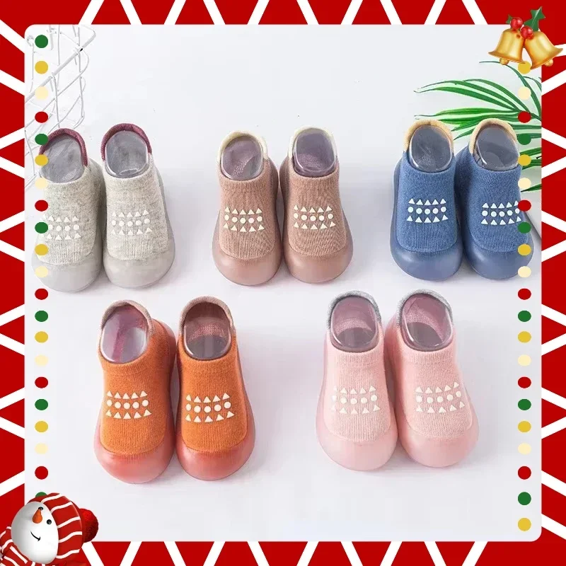 Sepatu Kaus Kaki Lantai Dalam Ruangan Bayi Gaya Klasik Sepatu Balita Bayi Sepatu Anak-anak Bersol Lembut Musim Gugur Musim Dingin Anti-selip Bersirkulasi