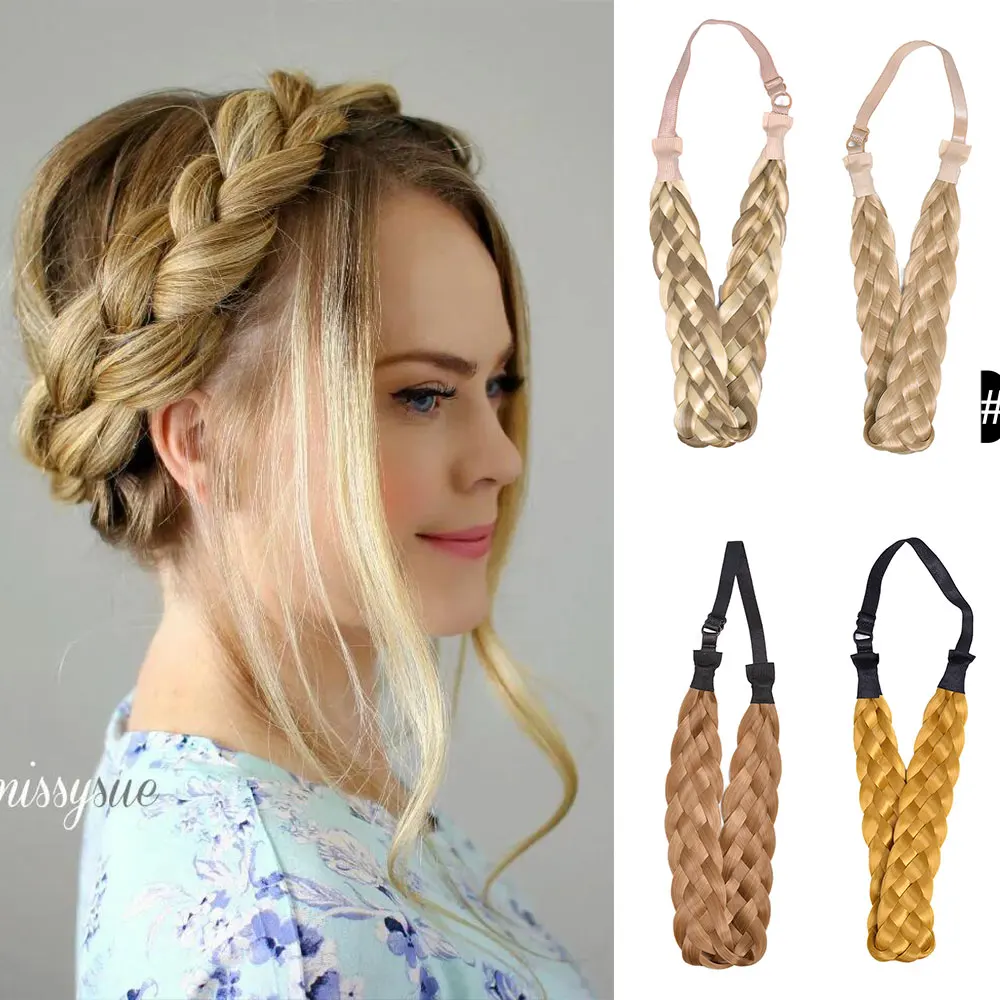 

Linwan Synthetic Headband Fishtail Braids Hair With Adjustable Belt Plaited Hairband Bohemian Style Women Hairstyle Hairpieces