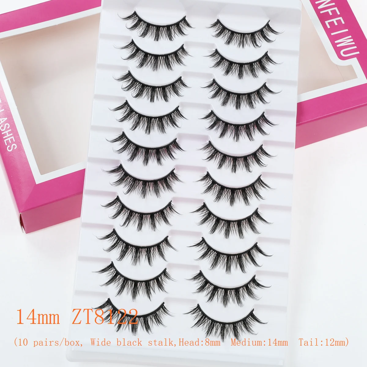 Xuanfeiwu المؤثر مرحلة الأداء ممدود بزاوية الصلب الجذعية الرموش الصناعية للنساء ، واقعية الطبيعية 5D الثعلب نمط مزدوجة الجفن لاصق الرموش #4