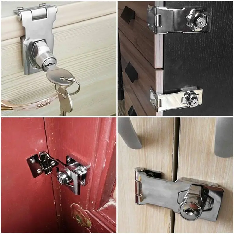 AT21-4 Pcs Keyed Hasp Locks 2.5 Inch Twist Knob Keyed Locking Hasp, Metal Safety Hasp Latches Keyed Different