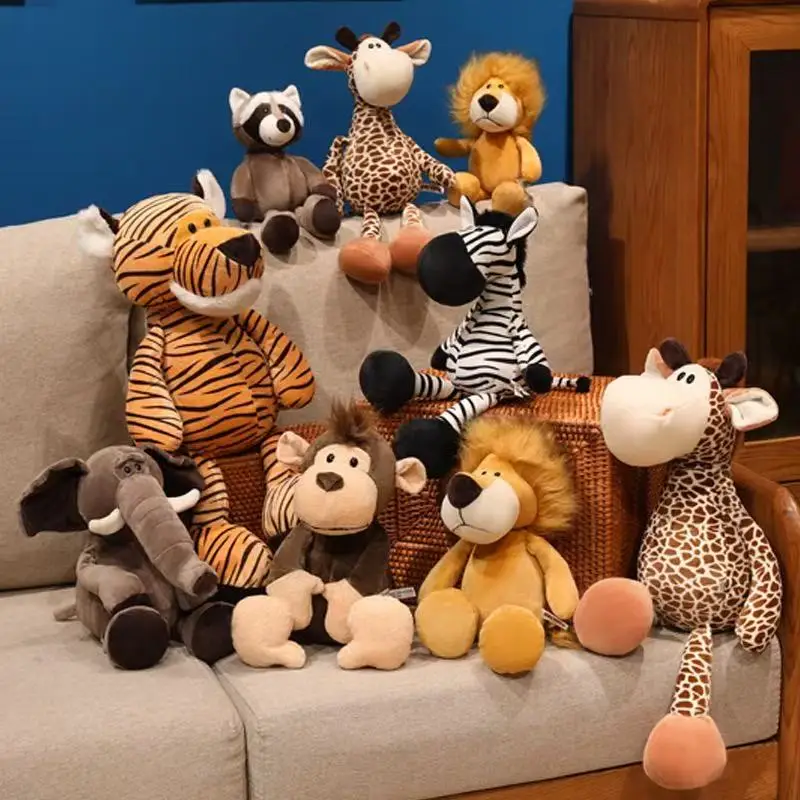 

25CM Kawaii Jungle Animal Plush Toys Forest Animal Plush Dog Zebra Elephant Lion Fox Giraffe Children's Toys Doll Birthday Gift