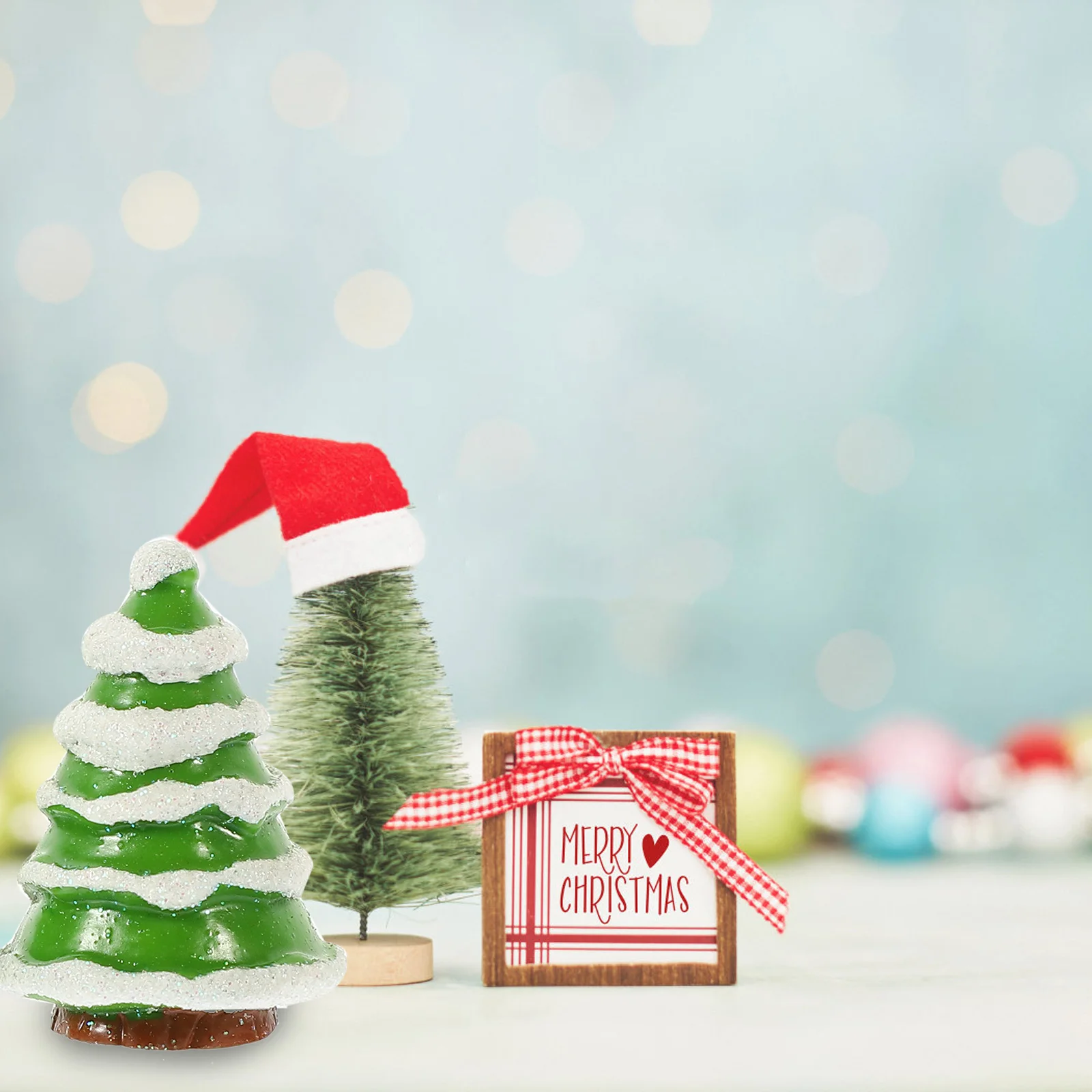 

12Pcs Mini Christmas Tree Decor Set Cute Cartoon Resin Xmas Ornament for Desktop Car Study Room Holiday Festival Scene