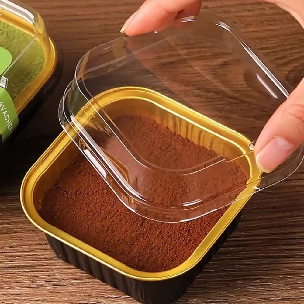 

С прозрачными крышками, черные золотые чашки для торта, алюминиевая фольга, без утечек, упаковочные коробки для десертов, многоразовые одноразовые для 100 шт.