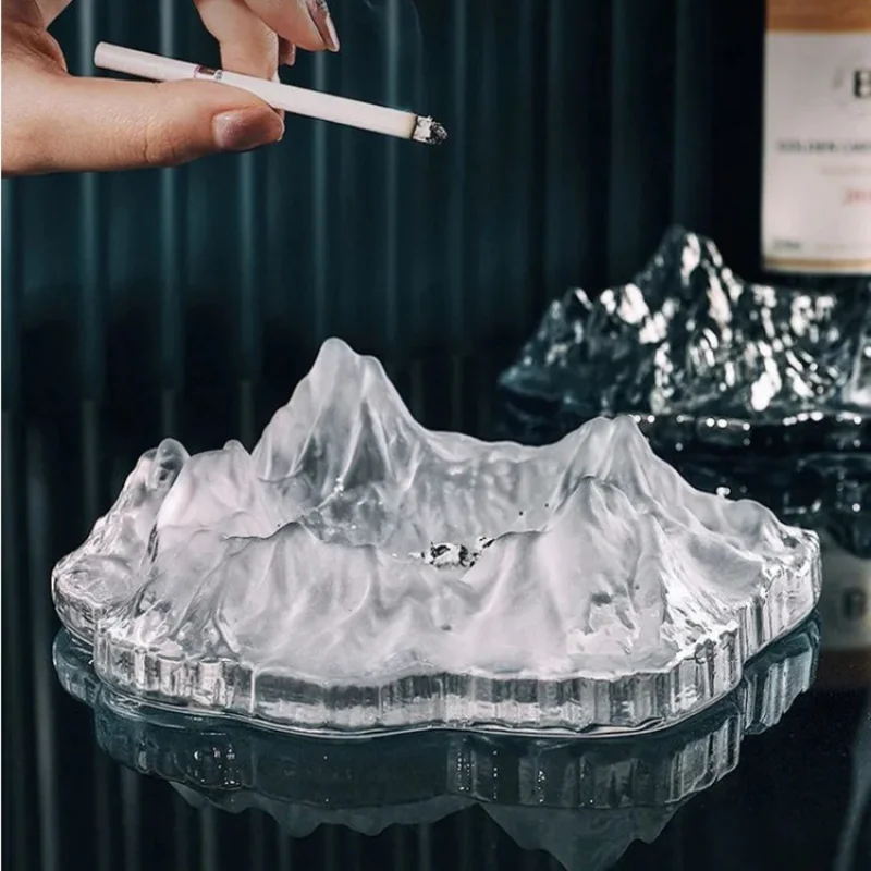 

2023 New Household Glass Ashtray Creative Personality Crystal Hotel Office Luxury Iceberg Ashtray Tabletop Decoration Smokeless