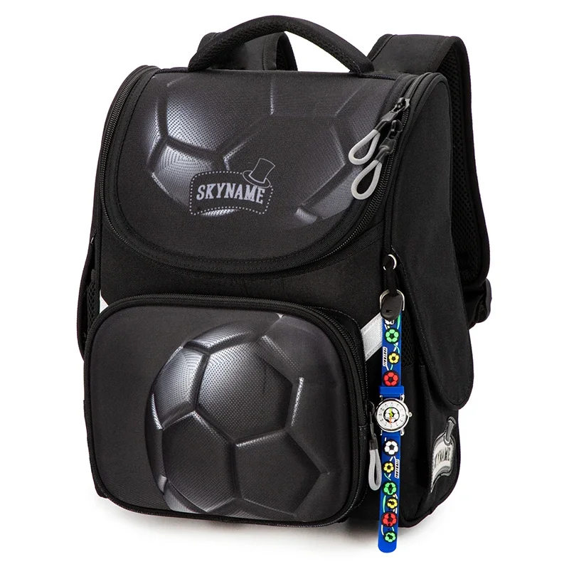 Orthopedic School Bags For Boys 3D Football Black Backpack School Waterproof Kids Bookbag For 7-9 Years Mochila Infantil Menina