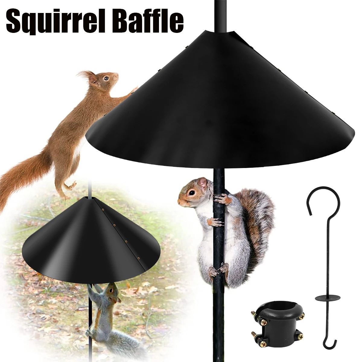 

19 Inch Squirrel Baffle for Bird Feeder Pole, Outside Pole Mount Stopper & Bird House Guard for Outdoor Shepherd’s Hook