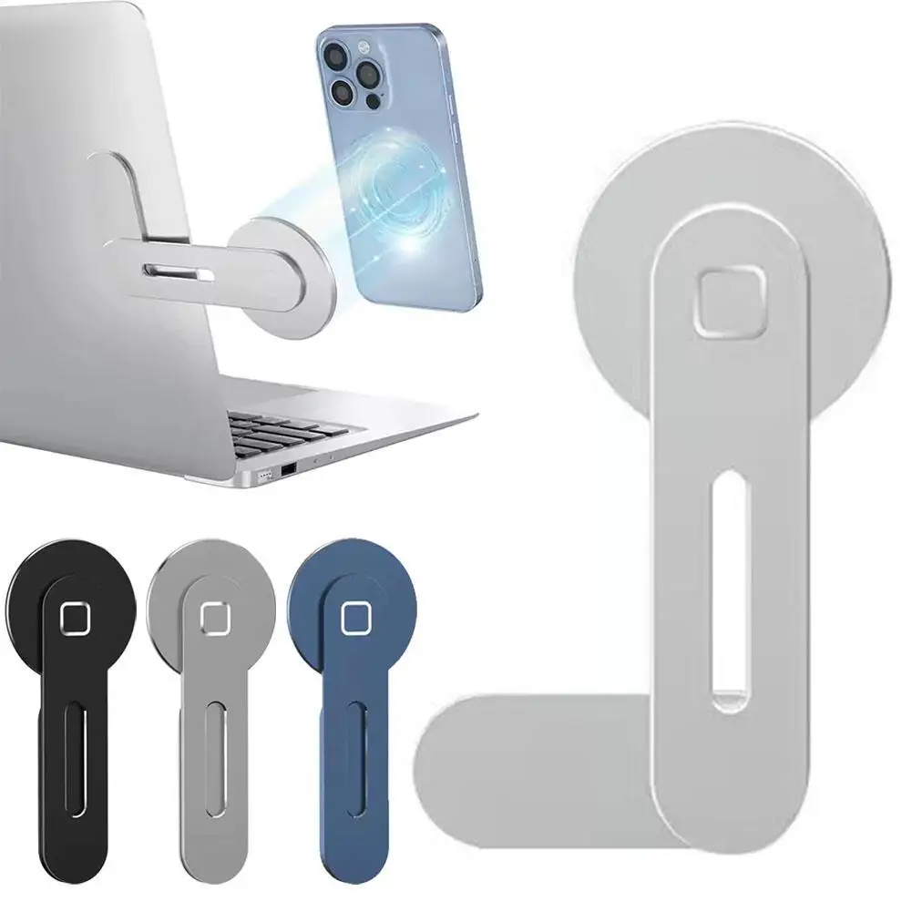 

Magnetic Laptop Phone Holder For Computer Monitor Side Cell Phone Slim Foldable For iPhone 14/13/12 Series Case