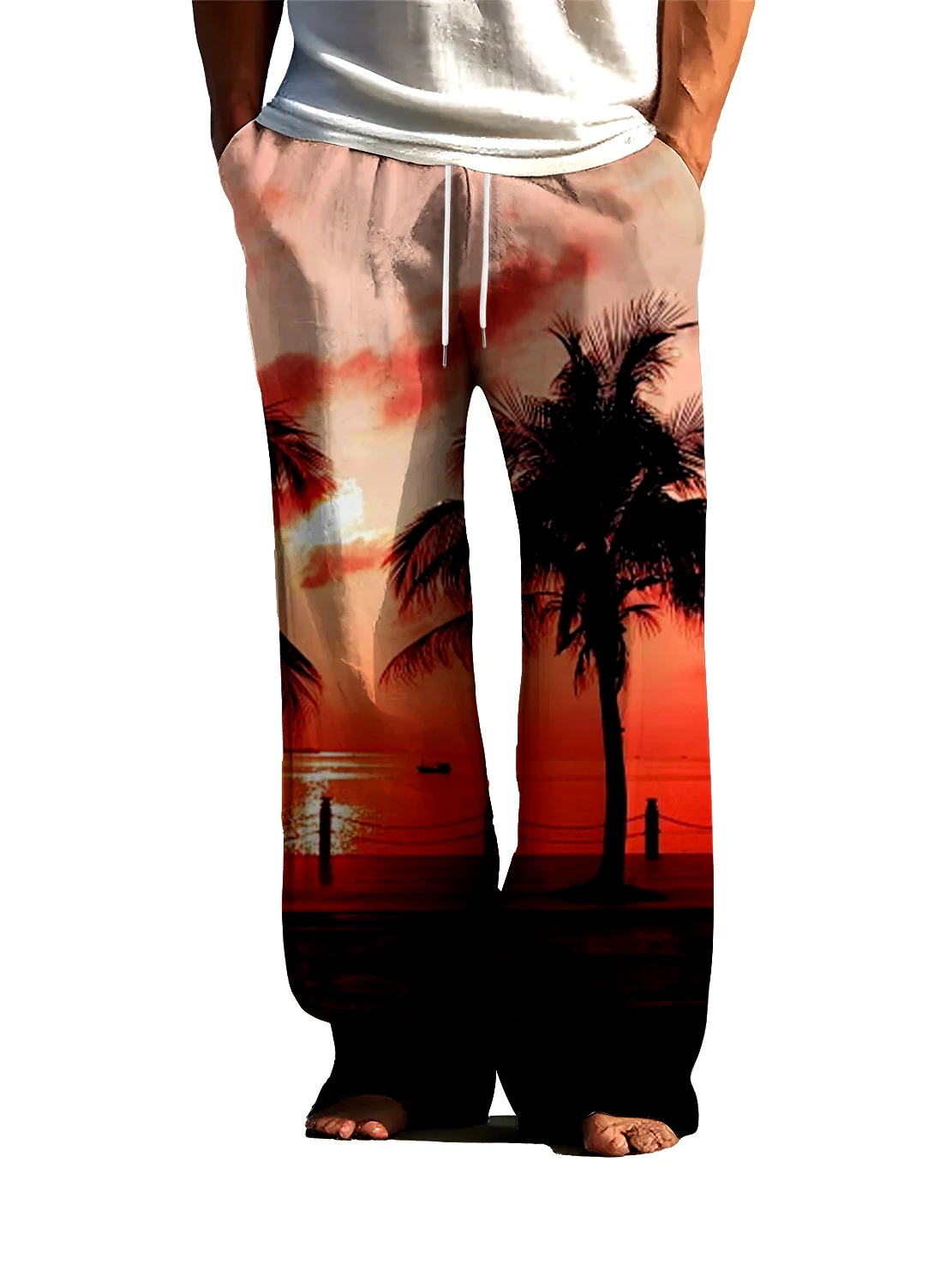 

Модные мужские повседневные брюки с 3D цифровым рисунком кокосовой пальмы, мужские брюки свободные, удобные, быстросохнущие, не выцветают.