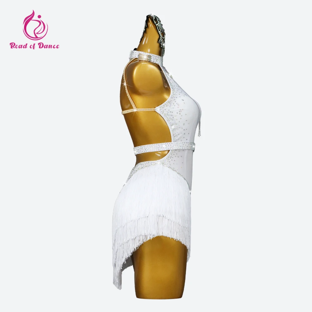 White Women Dance Dress Latin Skirt Sex Girls Line Clothes Kids Dancewear Prom Competition Ball Samba Costume Cabaret Stage Suit