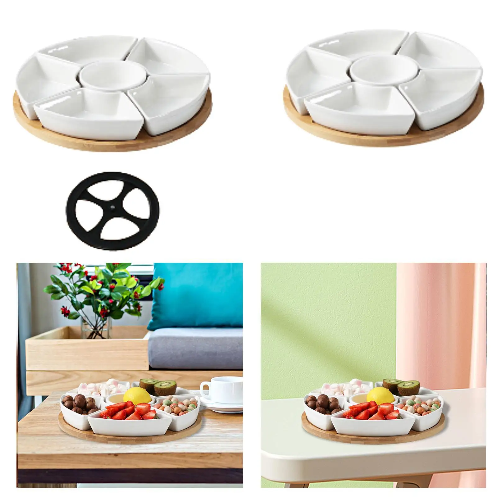 Divided Serving Dishes Ceramic Appetizer Sectional Dish for Restaurant Fruit