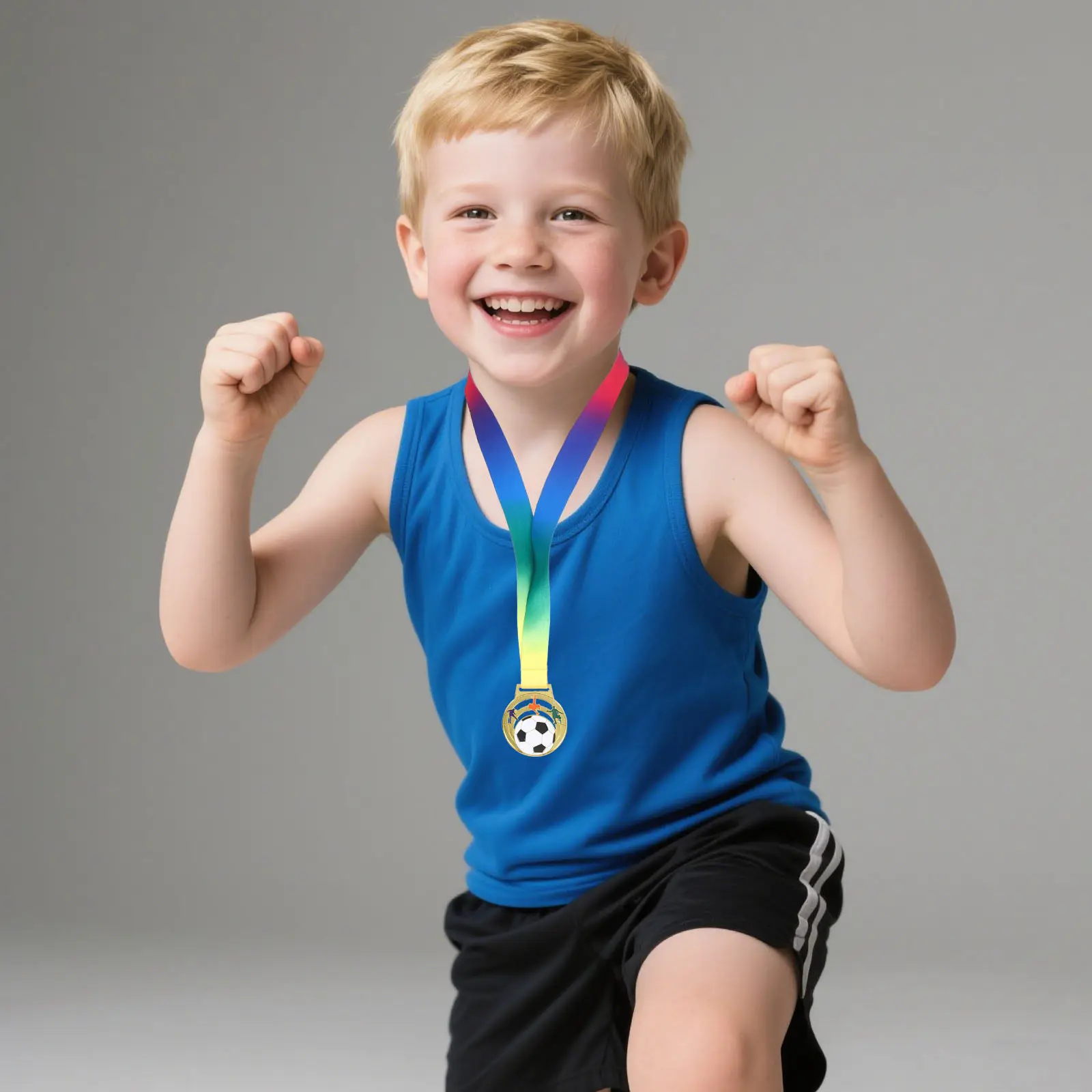 6 Pcs Metal Medal Medals Reward for Sports Day Award with Neck Ribbon Football Prizes