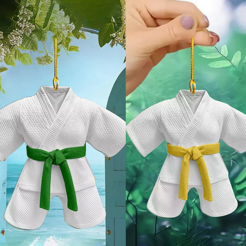 2D плоский костюм для тхэквондо, кулон, брелок, спортивная тематика, акриловый орнамент, очаровательное подвесное украшение для автомобильных сумок, праздничный подарок на вечеринку