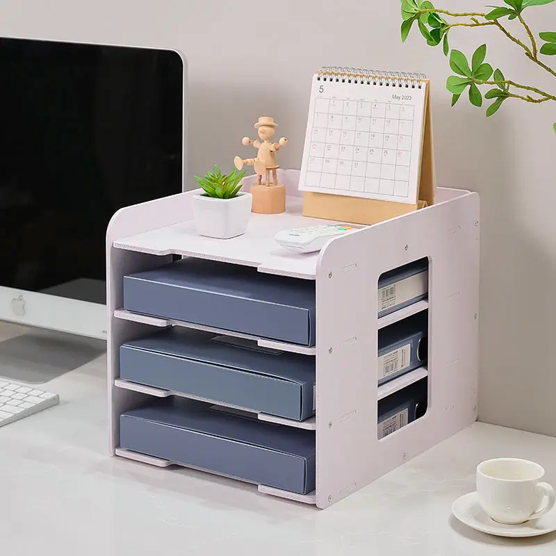 A4 Desktop Storage File Shelf School Book Materials Test Paper Sorting Organizer of Office Large Capacity Data Storage Box