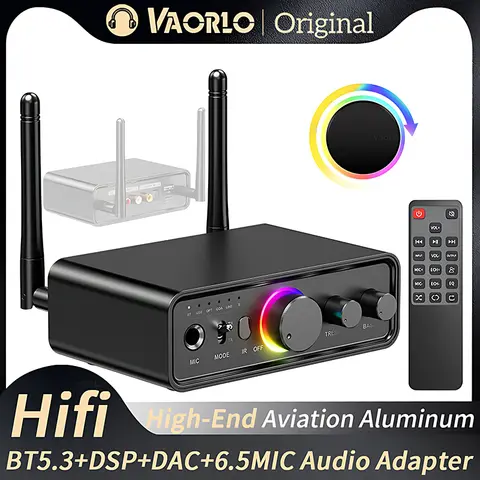RGB Bluetooth 5.3 오디오 송신기 수신기 DAC/AUX/RCA/USB/동축/광/6.5MM 마이크 가라오케 Hifi DSP 무선 어댑터