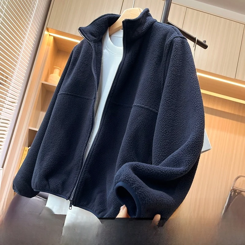 

Double-Sided Fce Stand-Collar Windproof Warm Women's Jaet Casual Sle Stand Fit Polyester Fiber Long Sve Zipper C...