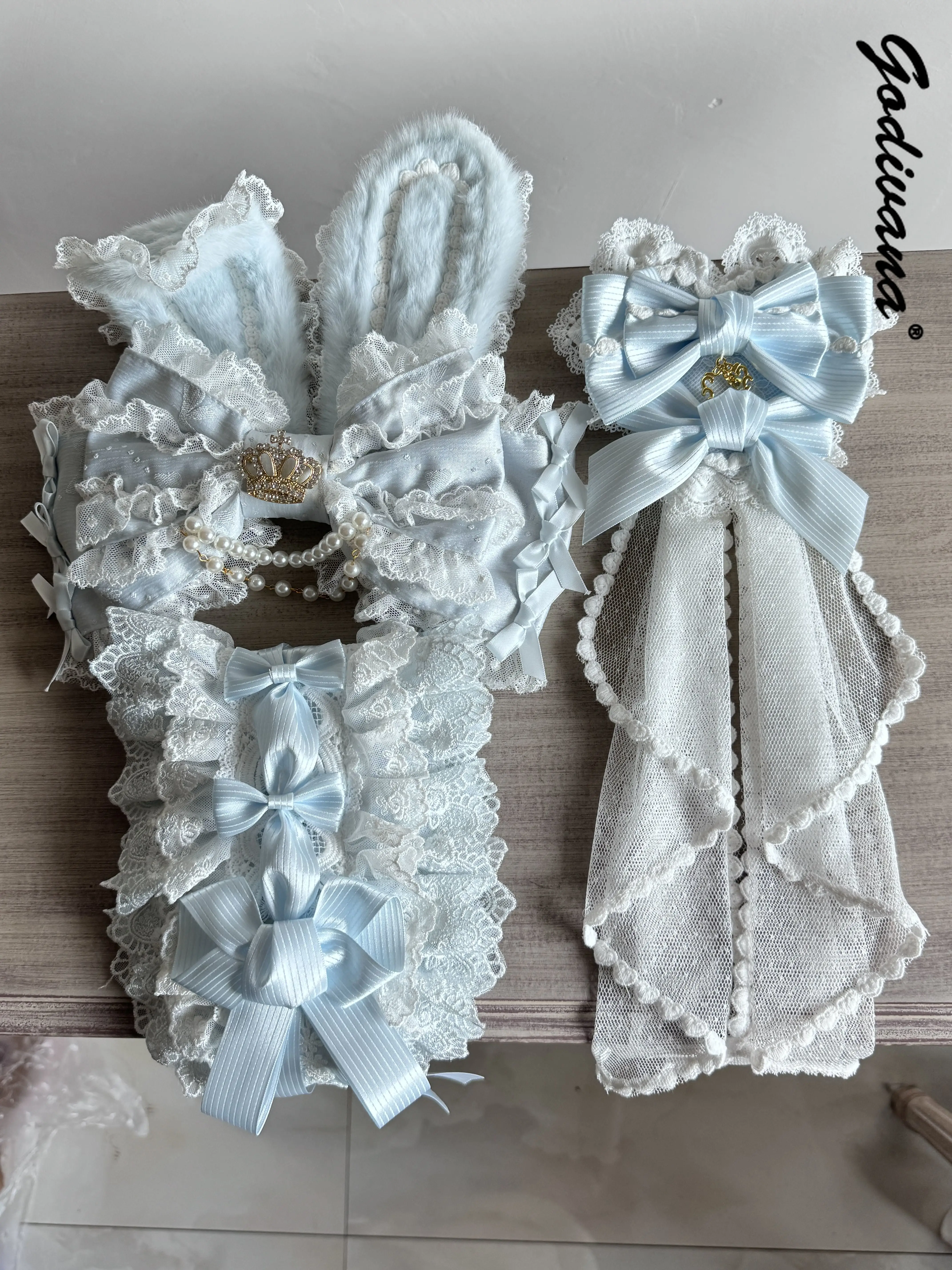 Originele handgemaakte afneembare konijnenoor luxe hoofdband haaraccessoire Lolita meisjes dames cosplay hoofddeksels haarband