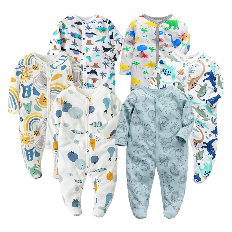 Four Seasons Newborn Baby Clothes 0-12 Months Soft Boys Girls Long Sleeve Cotton Pure Color One-Piece Fart Wrap Crawling BodySui