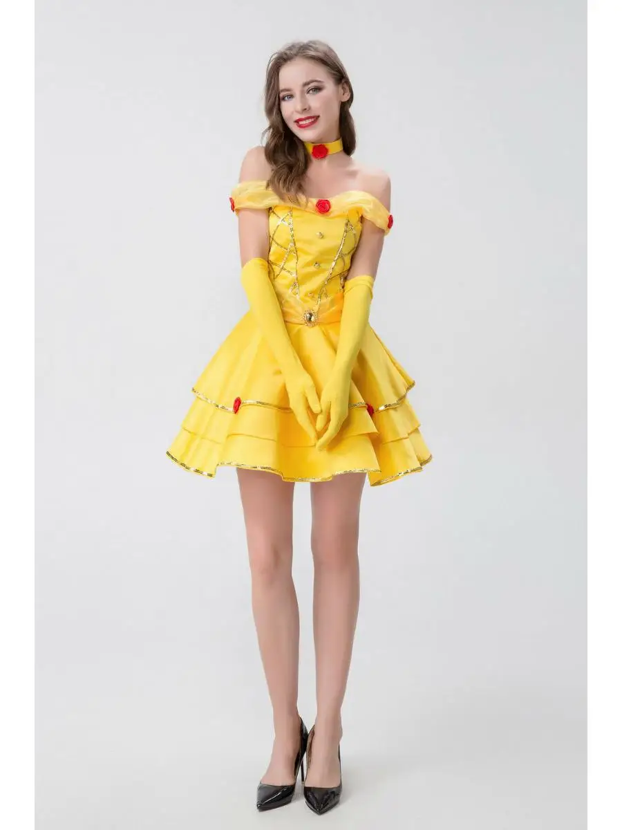 فستان تنكري جديد لهالوين على شكل الأميرة بيل، زي مسرحي للبالغين، فستان أميرة من القصص الخيالية مقاس SXXL، أزياء نسائية جديدة