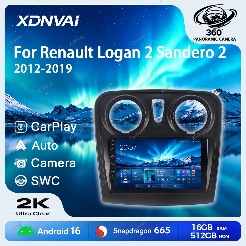 Android 16 Multimedia For Renault Logan 2 Sandero 2 2012 - 2016 2017 2018 2019 Video Player Car Radio Audio Auto Navigation GPS